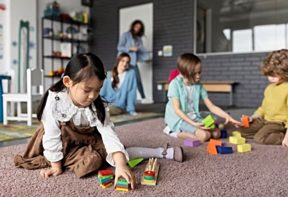 Children playing with blocks