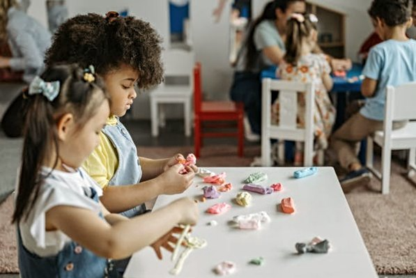 Children playing with clay