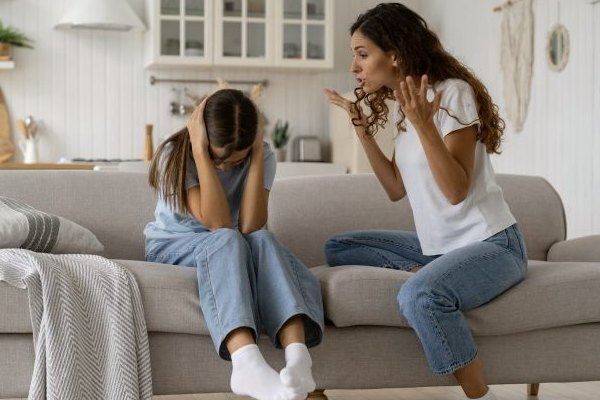 Mother is shouting on her child