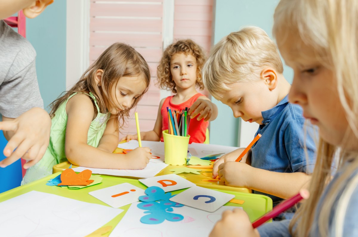 children are learing how to do homework
